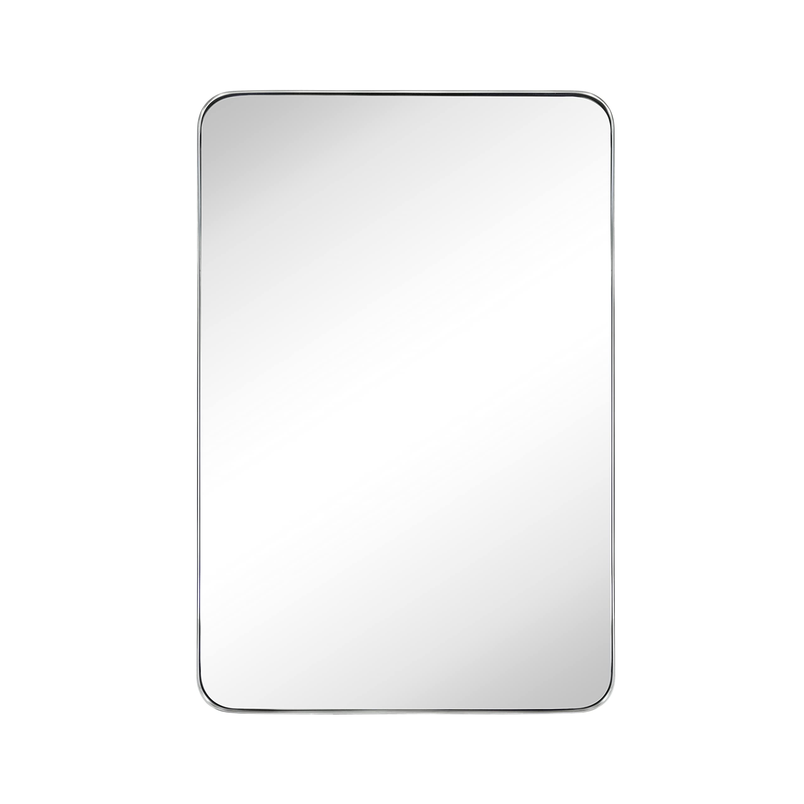 GRACTO 20x30 inch Brushed Nickel Stainless Steel Metal Framed Bathroom Mirror for Wall Mounted Rounded Rectangular Bathroom Vanity Mirror