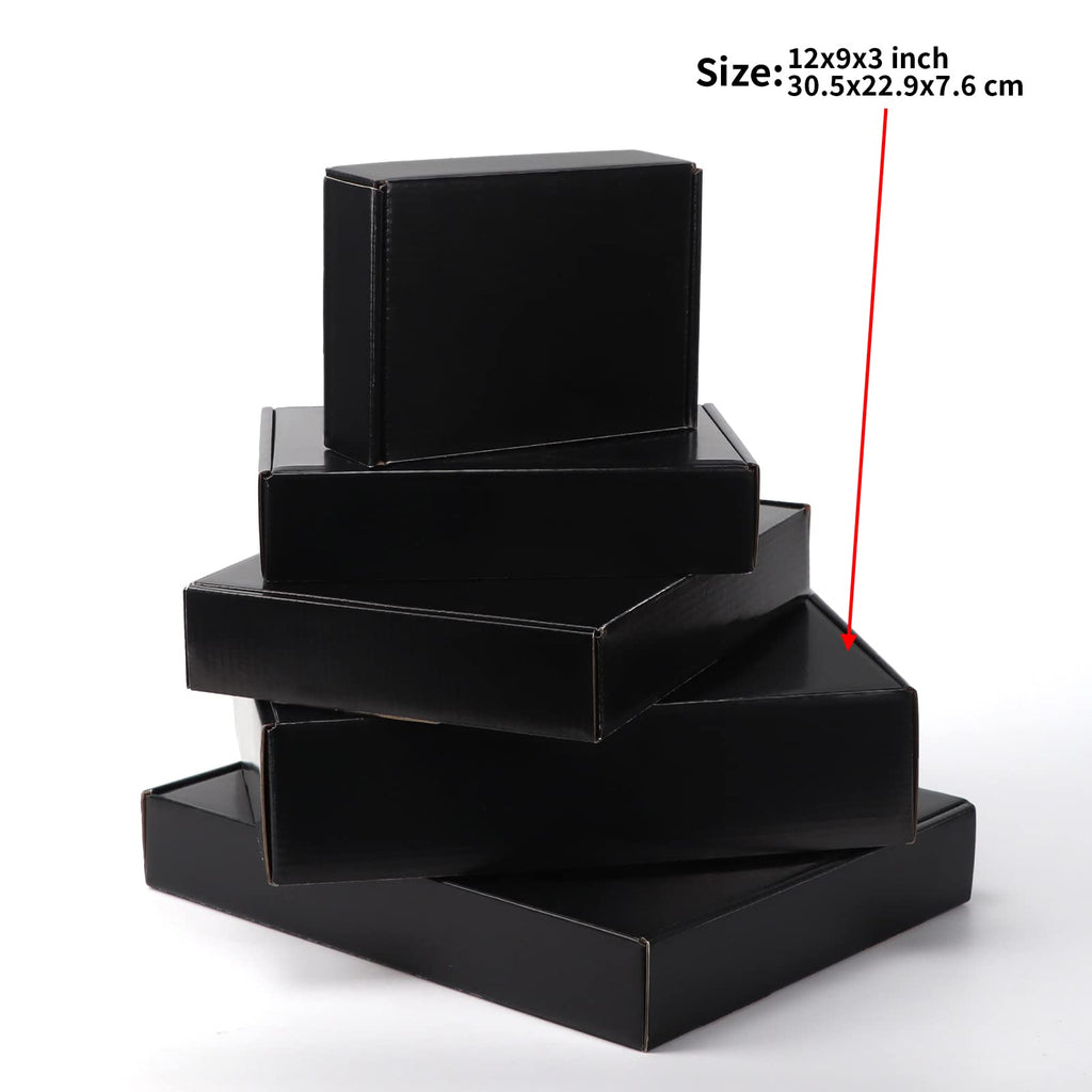 EXYGLO 40 Pack 6x4x3 Shipping Boxes, Black Corrugated Cardboard Boxes for Packaging Small Business, Moving, Shipping, Mailing, and Storing