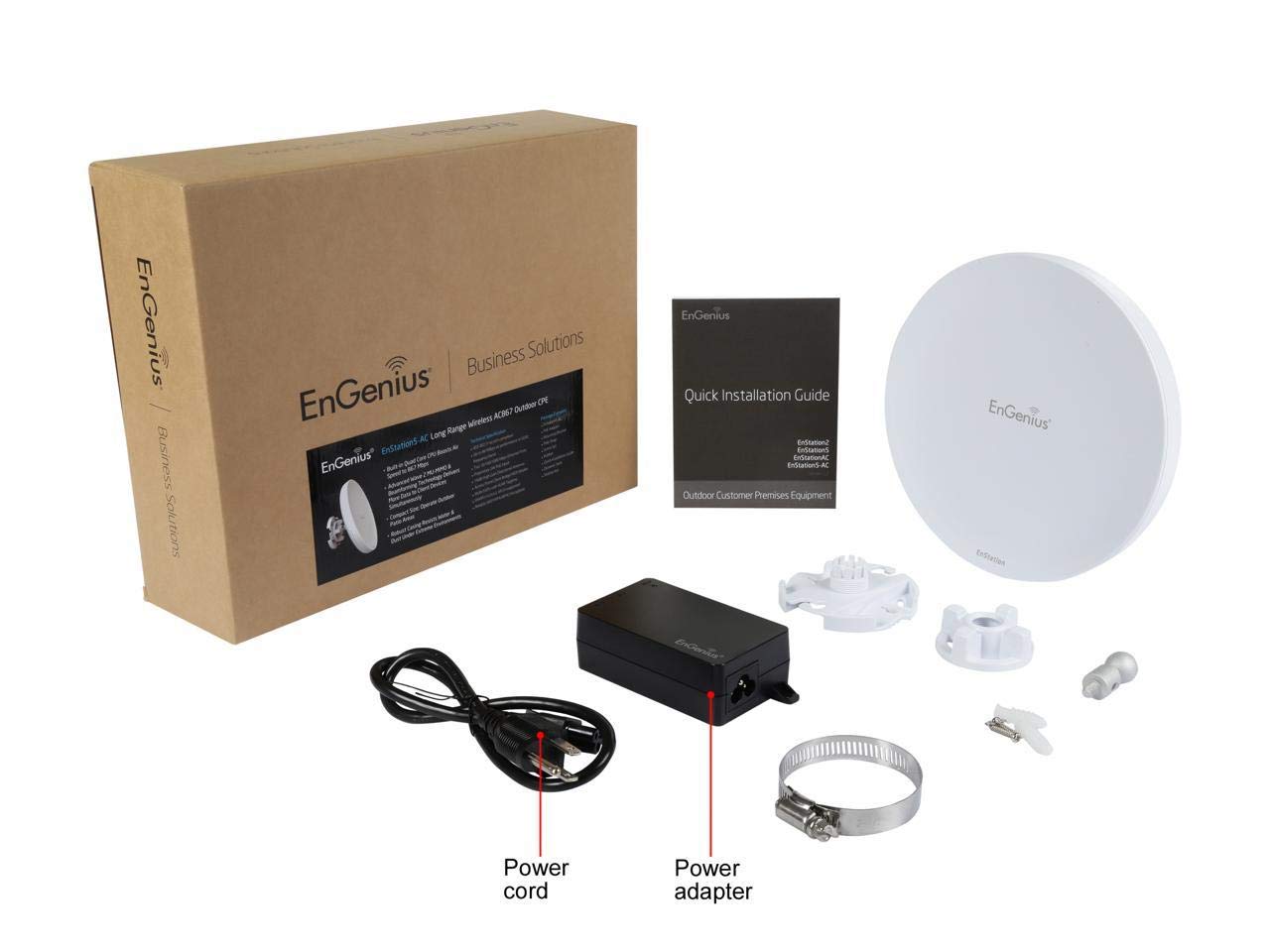 EnGenius Wi-Fi 6 (802.11ax) 5GHz 1,200 Mbps, 2x2 Outdoor Wireless Bridge, 26 dBm, high gain 19 dBi Directional Antenna, IP-55 housing, up to 6 Miles Point-to-Point [EnStation6 KIT]