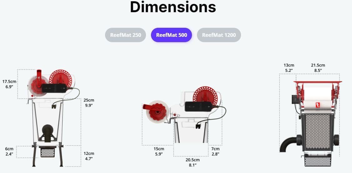 Red Sea ReefMat 250 Filter Roller for Saltwater Aquariums Up to 66 Gallon Tanks | Plug & Play, ReefBeat App Controlled, Fully Automated, Smart Fleece Roller Mat Filter for Your Marine Reef Aquarium