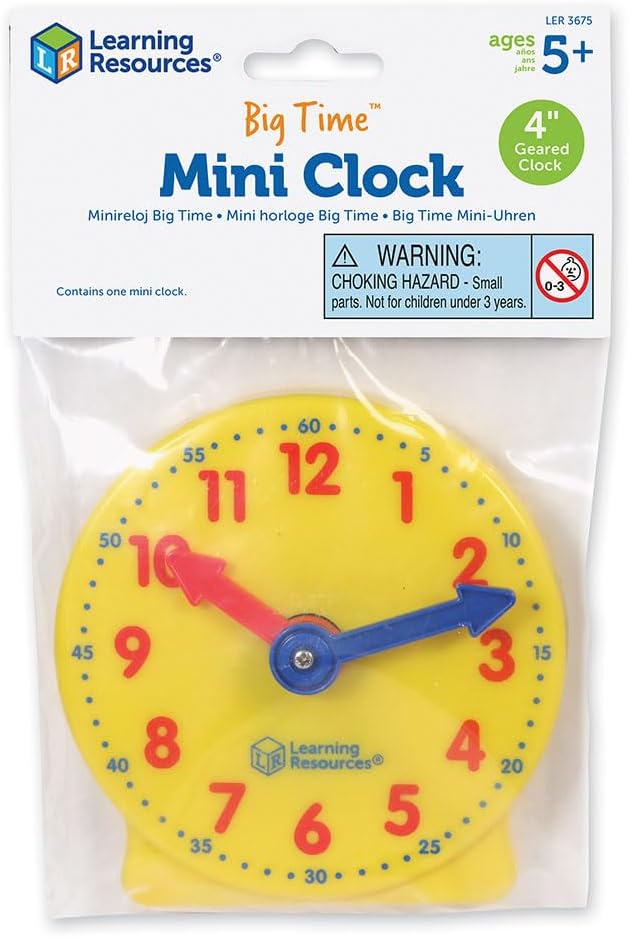 Learning Resources Big Time Mini Clock, Teaching Clock, Classroom Accessories, Ages 5and UP
