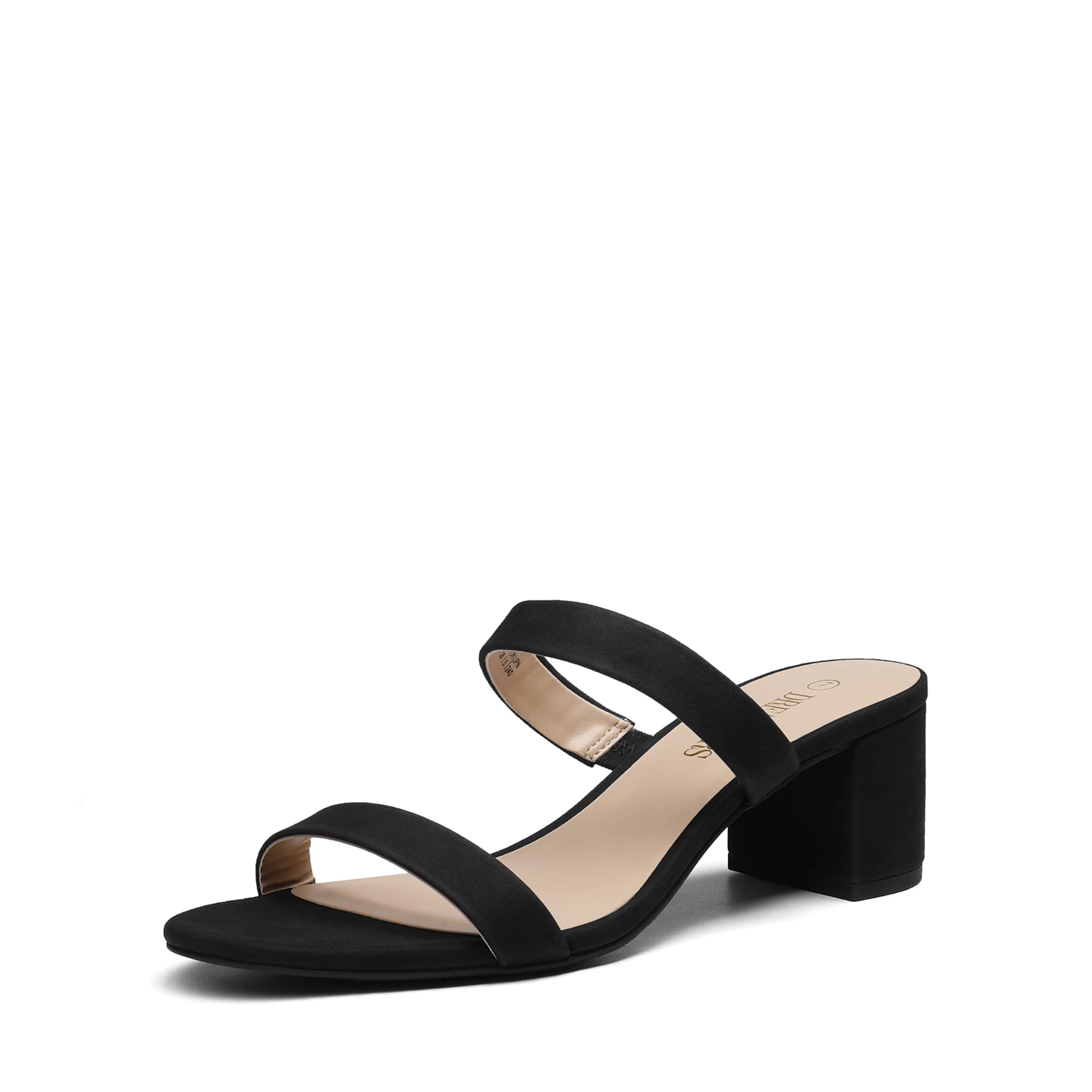 DREAM PAIRS Women's Two Strap Open Toe Low Block Chunky Heels Sandals Dress Pumps Casual Summer Mules Shoes