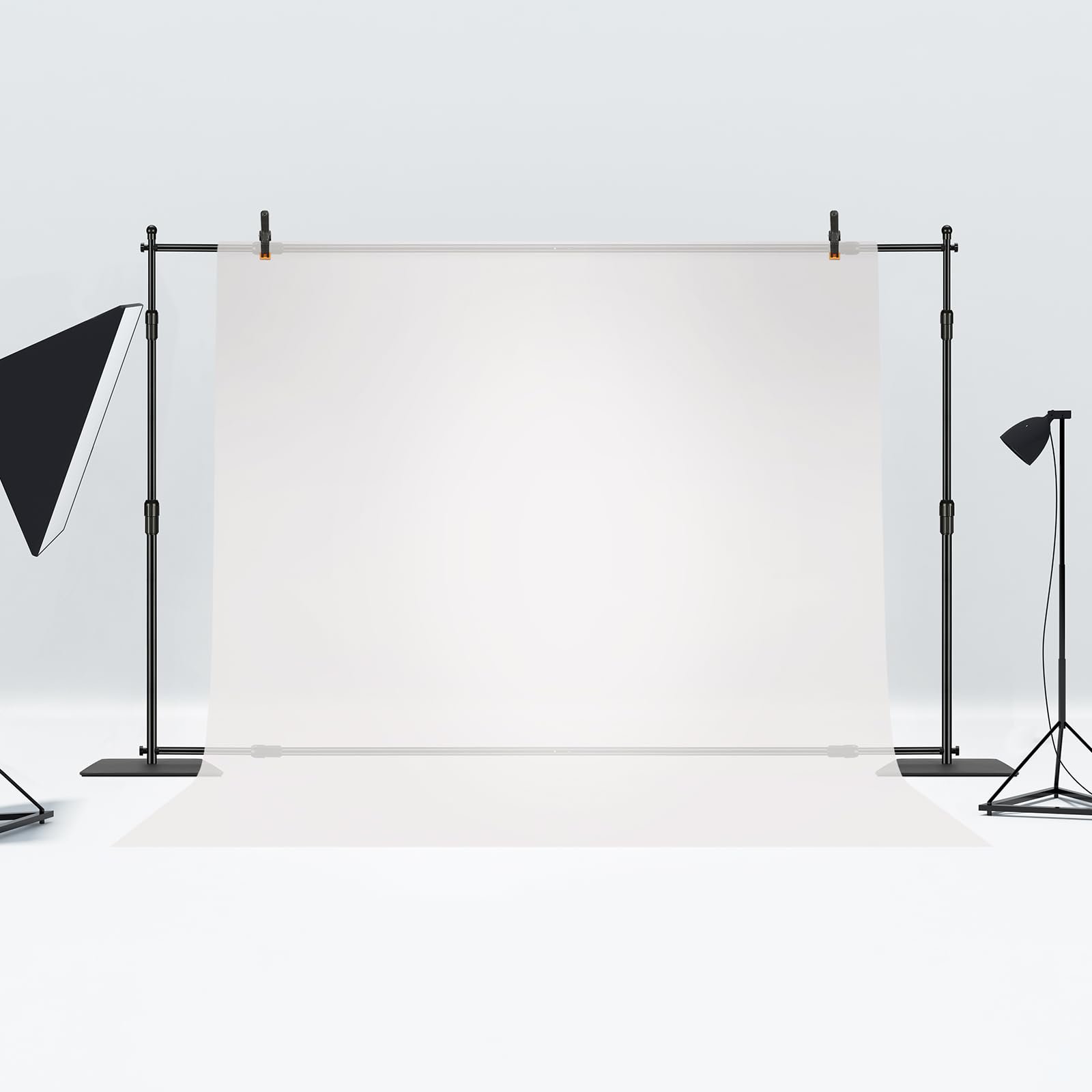 VEVOR Backdrop Stand, 5 x 6.5 ft Adjustable Photo Backdrop Stand Kit, Portable Background Backdrop Stand with 3 Crossbars, Heavy Duty Projector Screen Stand, for Wedding, Photo Video Studio & Party