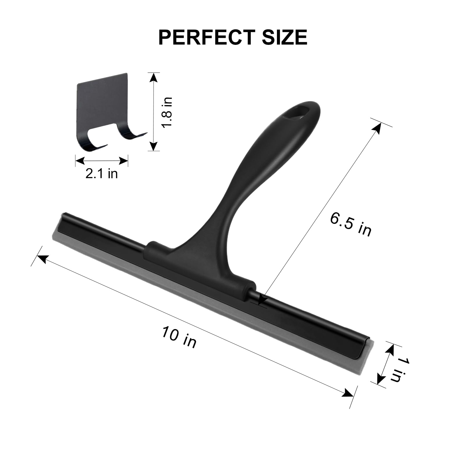 SetSail Squeegee for Shower Glass Door Stainless Steel Shower Squeegee for Glass Doors All-Purpose Window Squeegee for Tile Shower Walls, Sink, Mirror, Bathroom, Car Window Cleaning 10 Inches, Balck