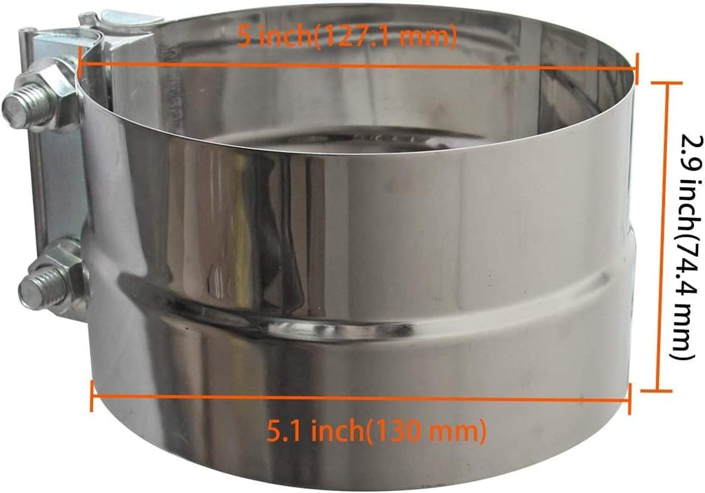 Exhaust Clamps Band Clamp 2.5" Lap Joint - Stainless Steel Lap Joint Exhaust Band Clamp with 1 Block 2Pcs for 2.5" Od to 2.5" Id Exhaust Pipe, Muffler, Elbow and Exhaust Tubing Connection(2 Pack)