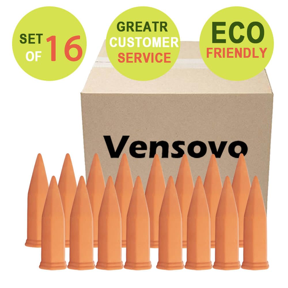 vensovo Terracotta Self Watering Spikes - 24 Pcs Potted Plant Watering Devices Vacation Self-Watering Stakes for Outdoor, Indoor Plants, Wine Bottle