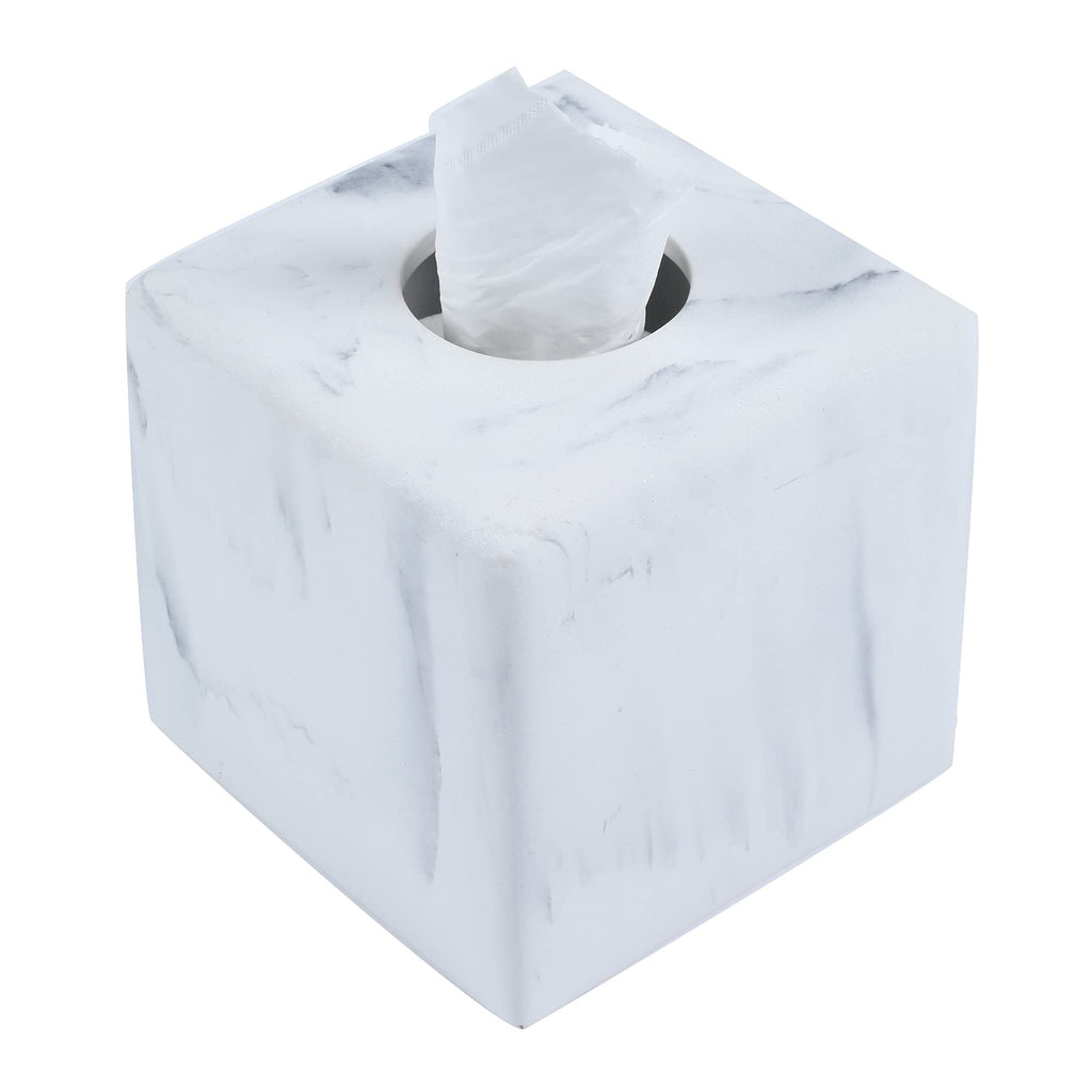 Hymmah Square Tissue Box Cover Holder with Tray,Unique Cube Design Tissue Dispenser Cover Decor for Vanity Counter Tops Also Great for Bedroom and Living Room