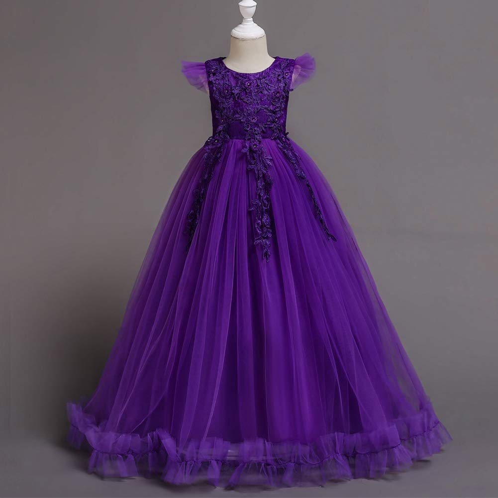 Flower Girls Maxi Dress Bridesmaid Wedding Pageant Party Princess Communion Floral Boho Vintage Lace Dance Gown