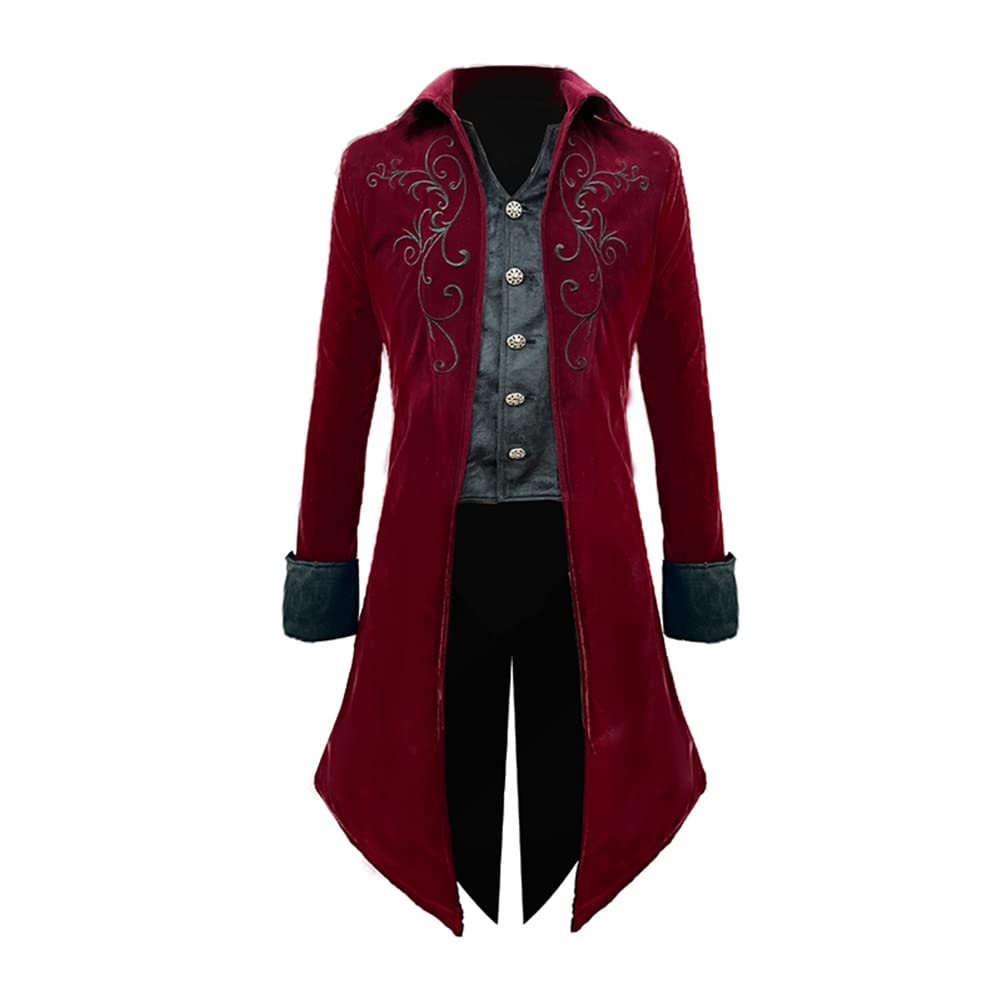 Crubelon Mens Steampunk Tailcoat Jacket Gothic Medieval Victorian Frock Coat