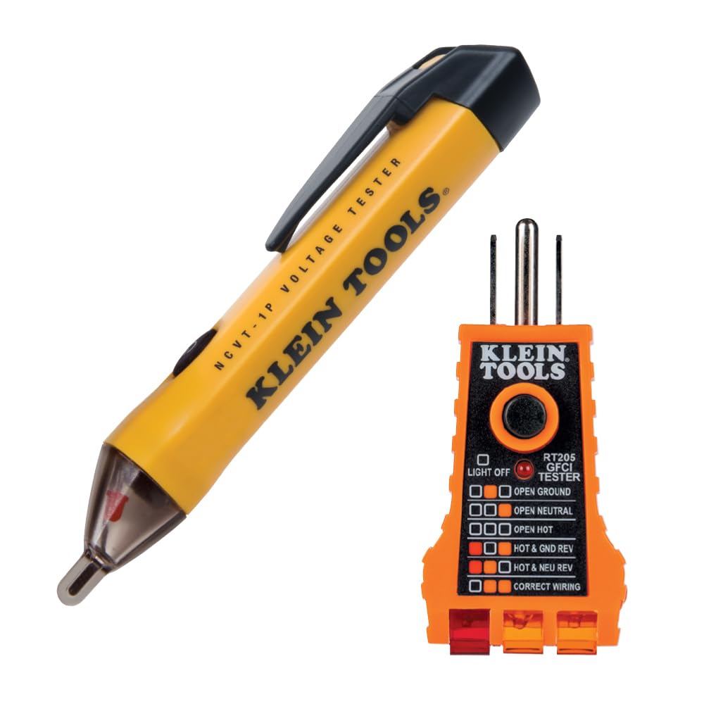 Klein Tools NCVT1P Voltage Tester, Non-Contact Low Voltage Tester Pen, 50V to 1000V AC, Audible and Flashing LED Alarms, Pocket Clip