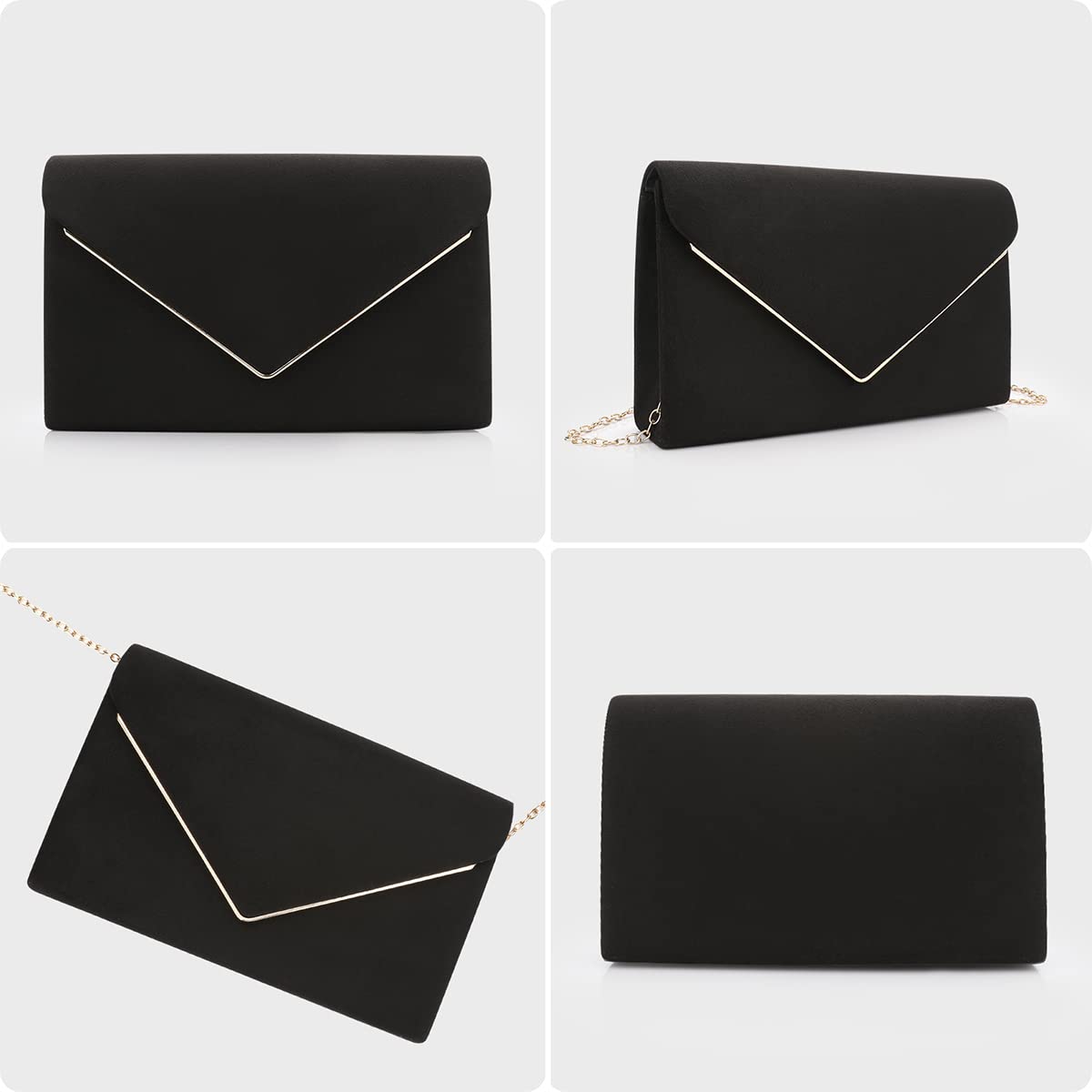 BBjinronjy Clutch Purse for Women Evening Bags Handbags for Wedding Party Cocktail Prom Faux Suede Crossbody Shoulder Bag