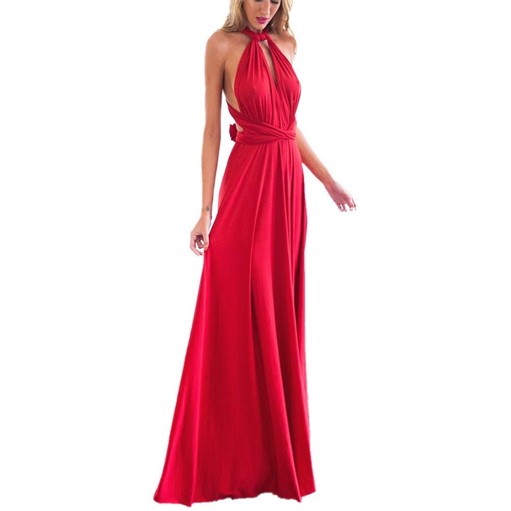Women Transformer Hi Low Evening Long Prom Dress Halter Convertible Multi Way Spaghetti Strap Wedding Cocktail Maxi Gown