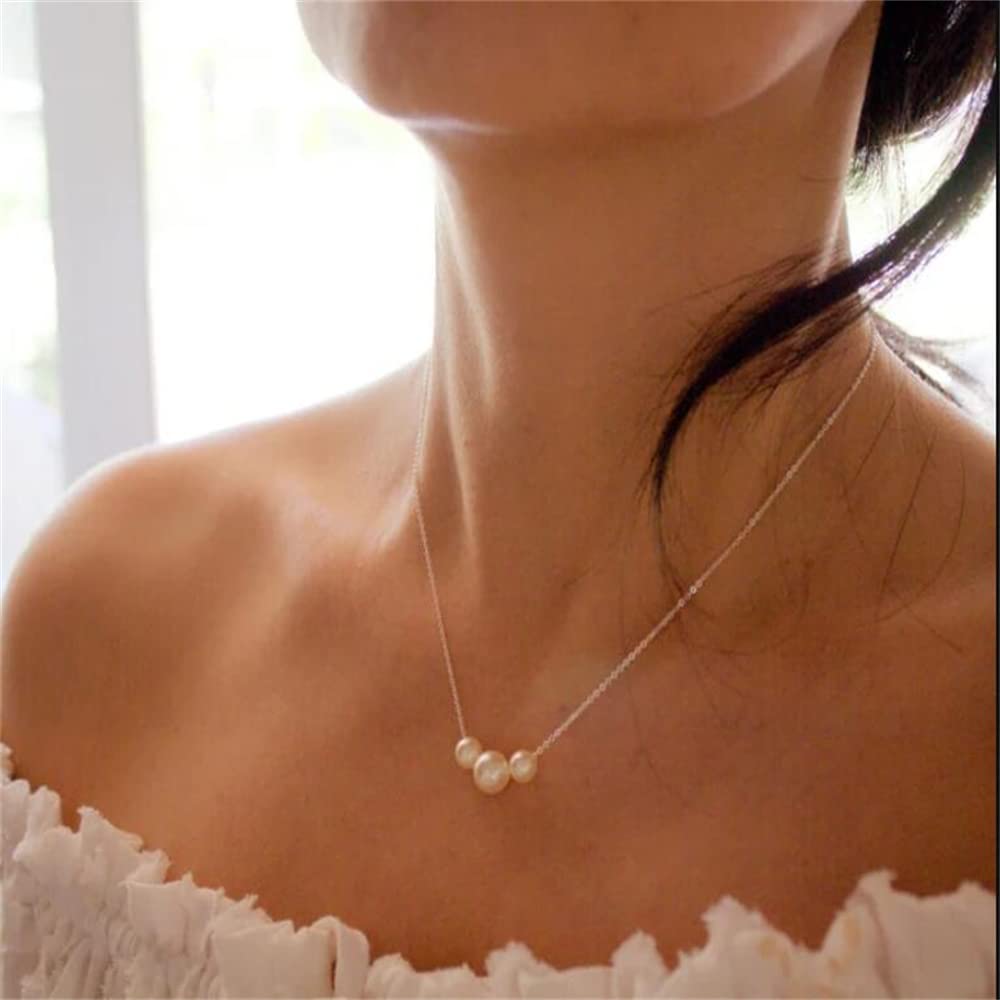 Pearl Necklaces for Women,14K Real Gold Plated Dainty Cute Pearl Necklace for Women Handmade Pearl Chain Necklace Everyday Jewelry Gift