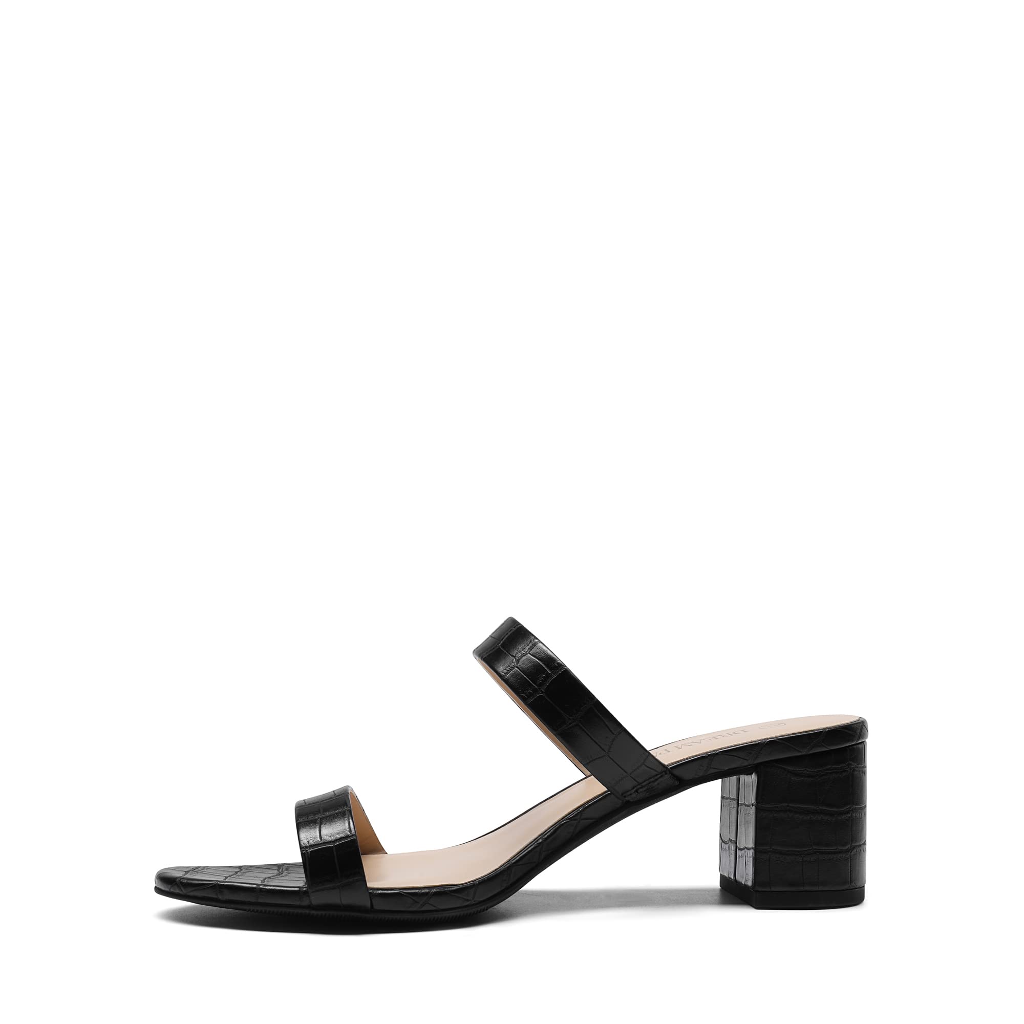DREAM PAIRS Women's Two Strap Open Toe Low Block Chunky Heels Sandals Dress Pumps Casual Summer Mules Shoes