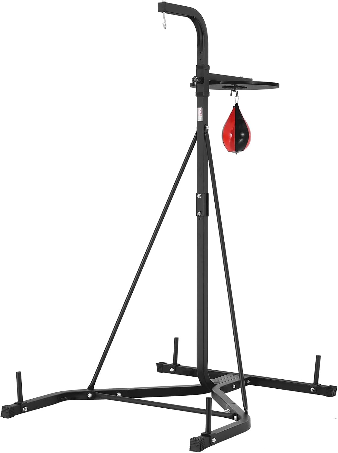 VEVOR 2 in 1 Punching Bag Stand, Steel Heavy Duty Workout Equipment, Adjustable Height Boxing Punching Bag and Speed Bag Stand, Freestanding Sandbag Rack, Holds Up to 140 lbs, for Home Gym Fitness