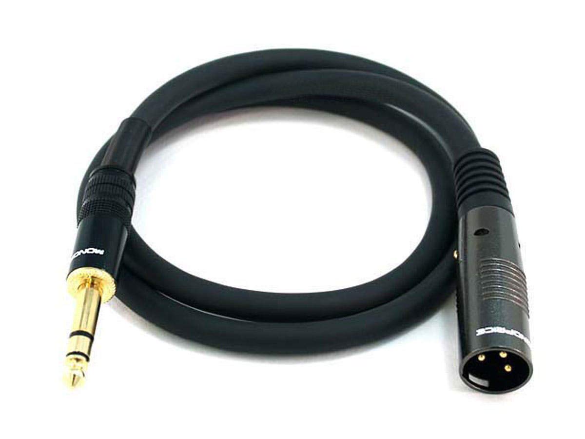 Monoprice 104759 1.5-Feet Premier Series XLR Male to 1/4-Inch TRS Male 16AWG Cable Black