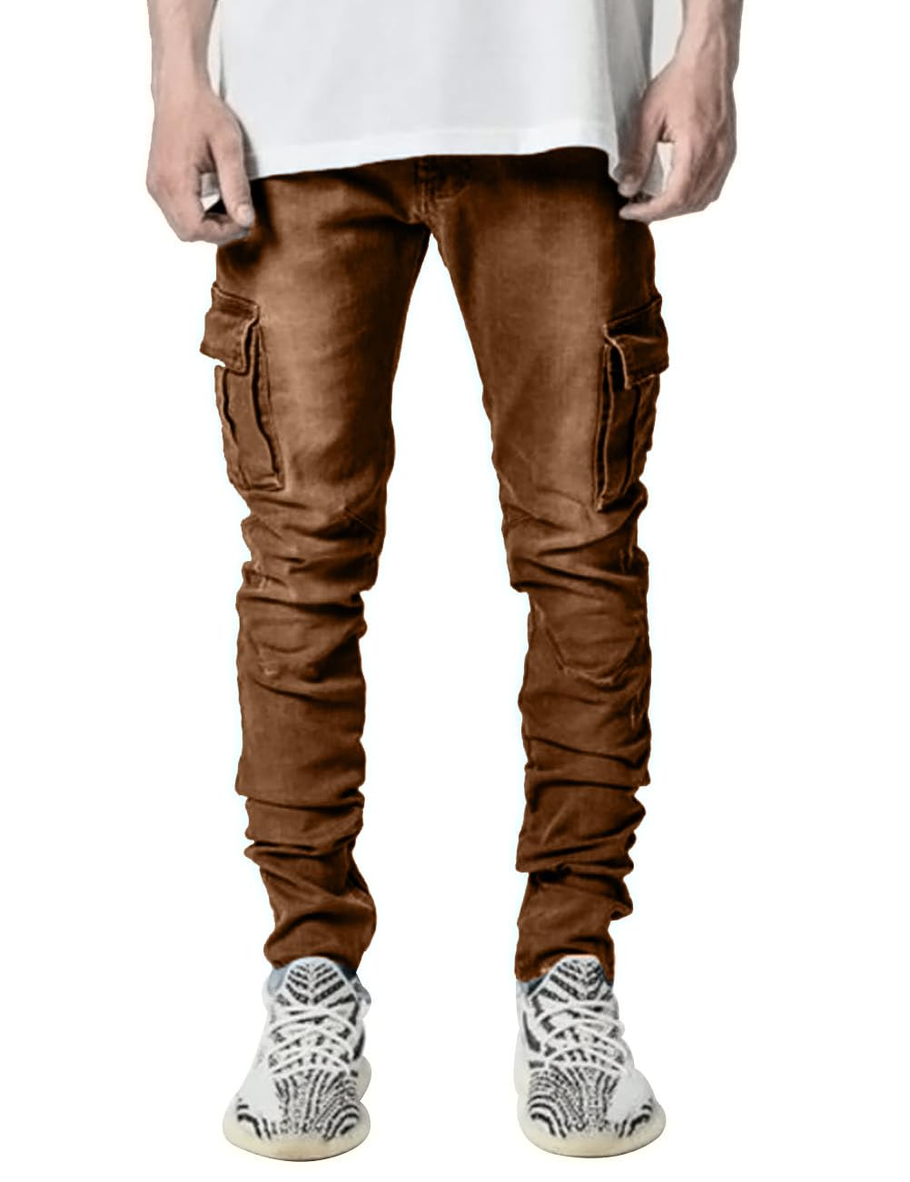 HUNGSON Men's Slim Fit Stretch Jeans Ripped Skinny Jeans for Men, Distressed Straight Leg Fashion Comfort Flex Waist Pants