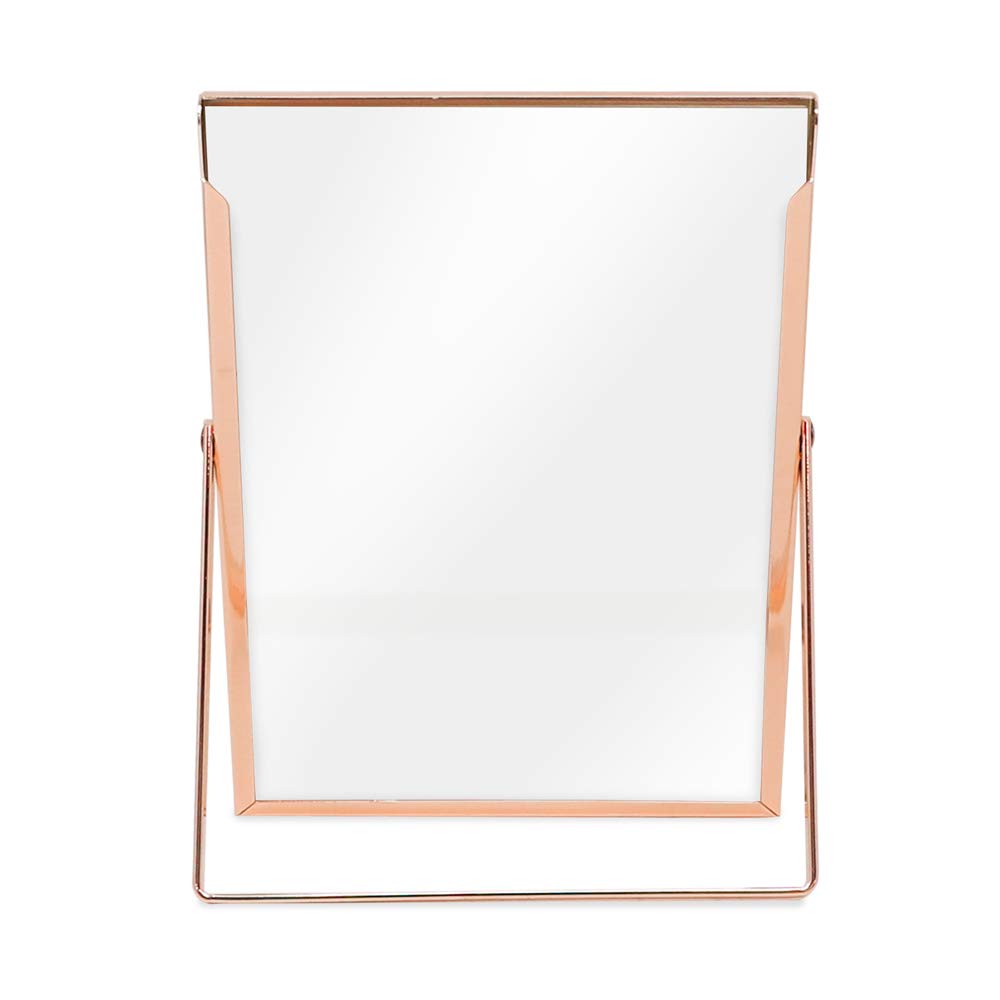 Laura Ashley 2x3 Rose Gold Flat Metal Picture Frame (Vertical) with Pull-Out Easel Stand, Made for Tabletop, Counterspace, Shelf and Desk (2x3, Rose Gold)