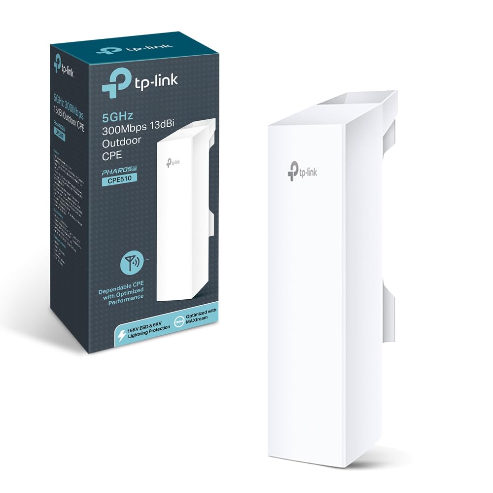 TP-Link 2.4GHz N300 Long Range Outdoor CPE for PtP and PtMP Transmission | Point to Point Wireless Bridge | 9dBi, 5km+ | Passive PoE Powered w/Free PoE Injector | Pharos Control (CPE210)