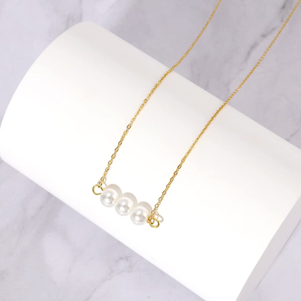 Pearl Necklaces for Women,14K Real Gold Plated Dainty Cute Pearl Necklace for Women Handmade Pearl Chain Necklace Everyday Jewelry Gift