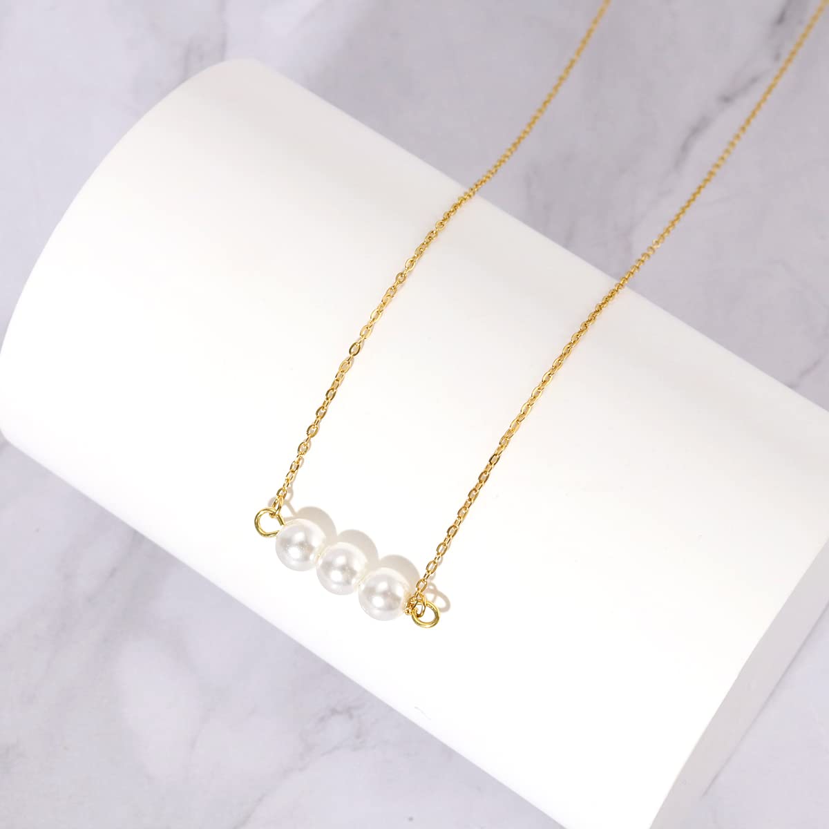 Pearl Necklaces for Women,14K Real Gold Plated Dainty Cute Pearl Necklace for Women Handmade Pearl Chain Necklace Everyday Jewelry Gift