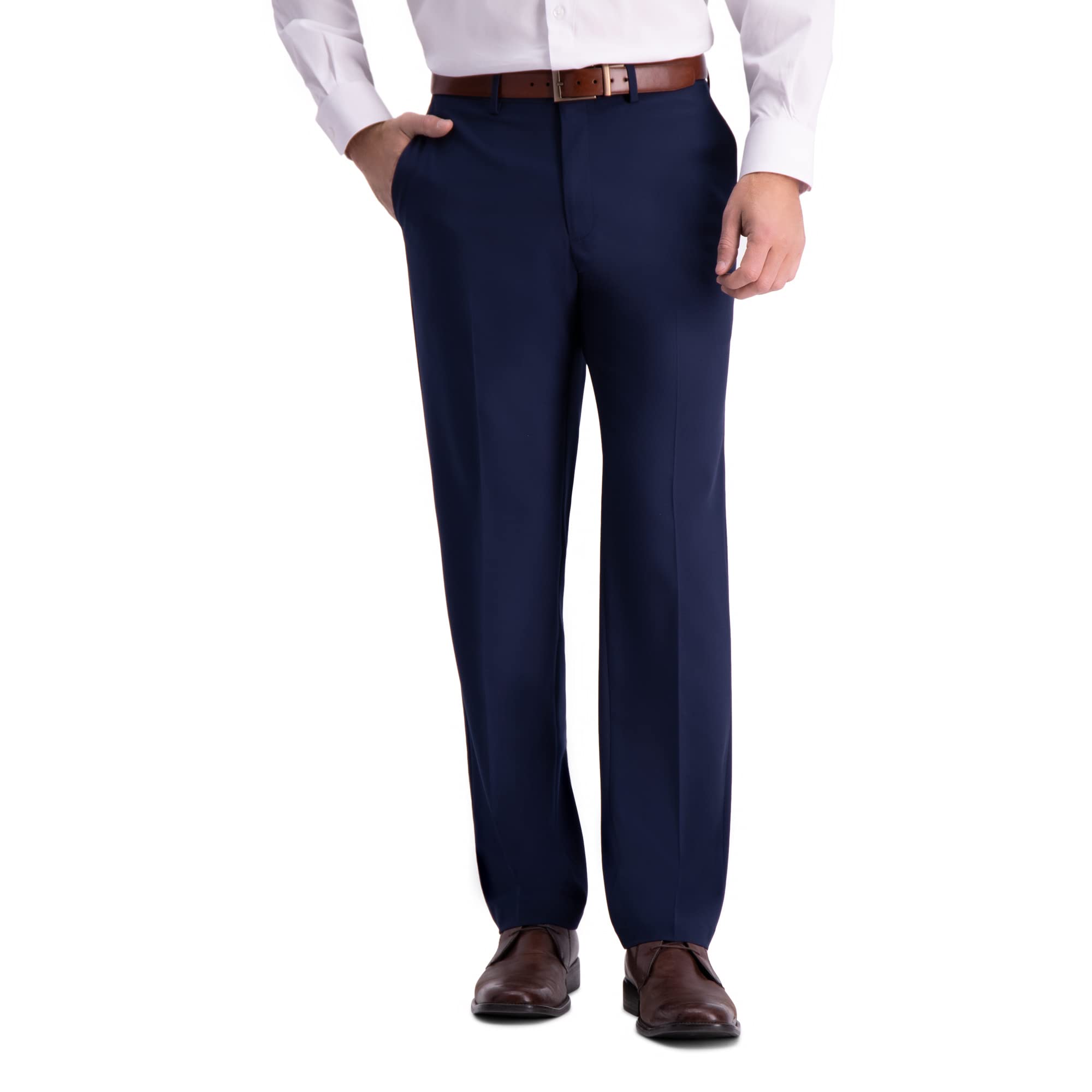 J.M. Haggar Mens 4-Way Stretch Straight Fit Flat Front Dress Pant