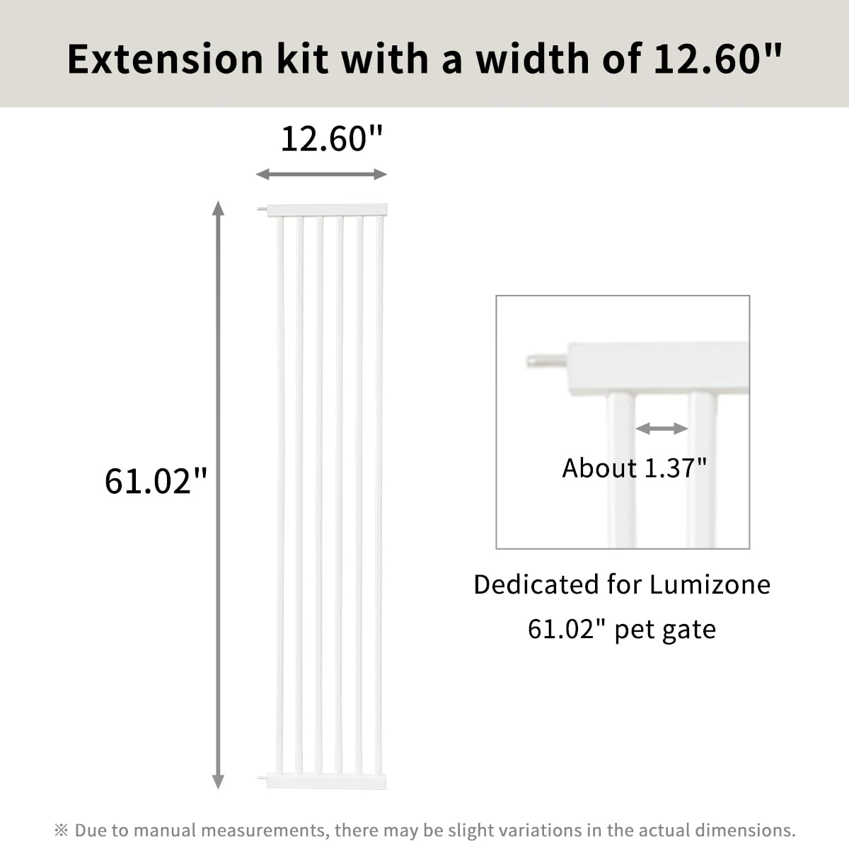 Lumizone Extra Tall Cat Gate Extension Kit 55.12" High 4.13" Wide Black | Tall Pet Gate Dog Gate for Doorway Hallway Stairs Pressure Mounted Extra Wide 1.37" Gap No Drilling