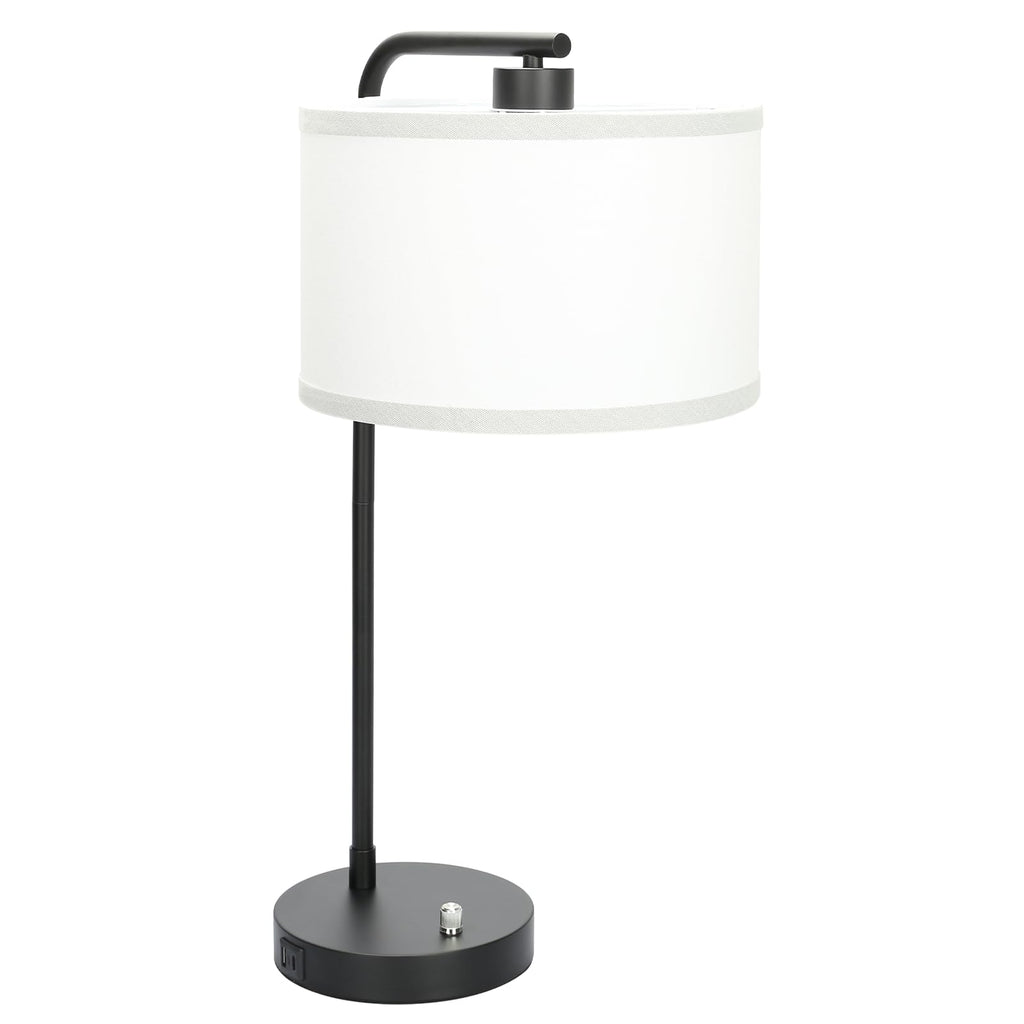 Table Lamps Set of 2, Fully Dimmable Bedside Lamp with USB C+A Charging Ports, Modern Nightstand Lamps with Linen Fabric Shades, Tall Desk Lamp for Bedroom, Living Room, Office, LED Bulb Included