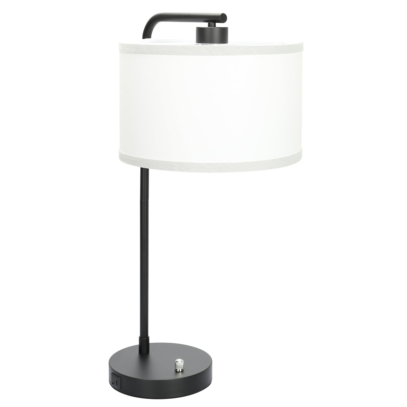 Table Lamps Set of 2, Fully Dimmable Bedside Lamp with USB C+A Charging Ports, Modern Nightstand Lamps with Linen Fabric Shades, Tall Desk Lamp for Bedroom, Living Room, Office, LED Bulb Included