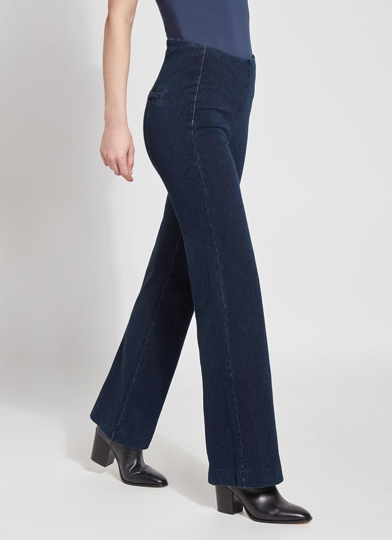 Lyssé Denim Trouser High Waisted Stretch Jeans for Women – Wide Leg Pull-On Pants with Flattering Fit & Soft Fabric