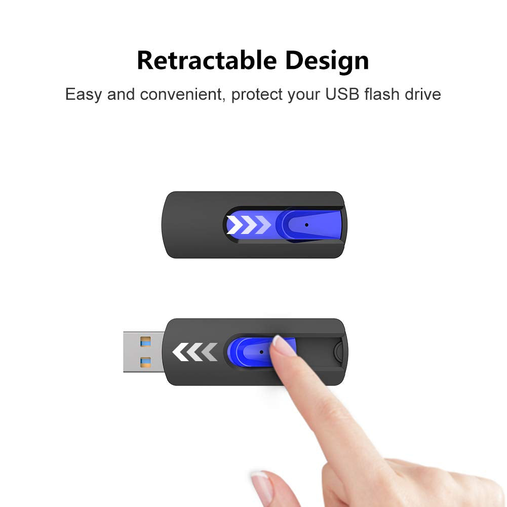16GB Flash Drive 10 Pack, JUANWE USB 3.0 Flash Drives, Bulk Flash Drive 16 GB Thumb Drive Mutipacks, USB Drive 3.0 Retractable Memoria USB Jump Drive for Data Storage & Backup, Blue