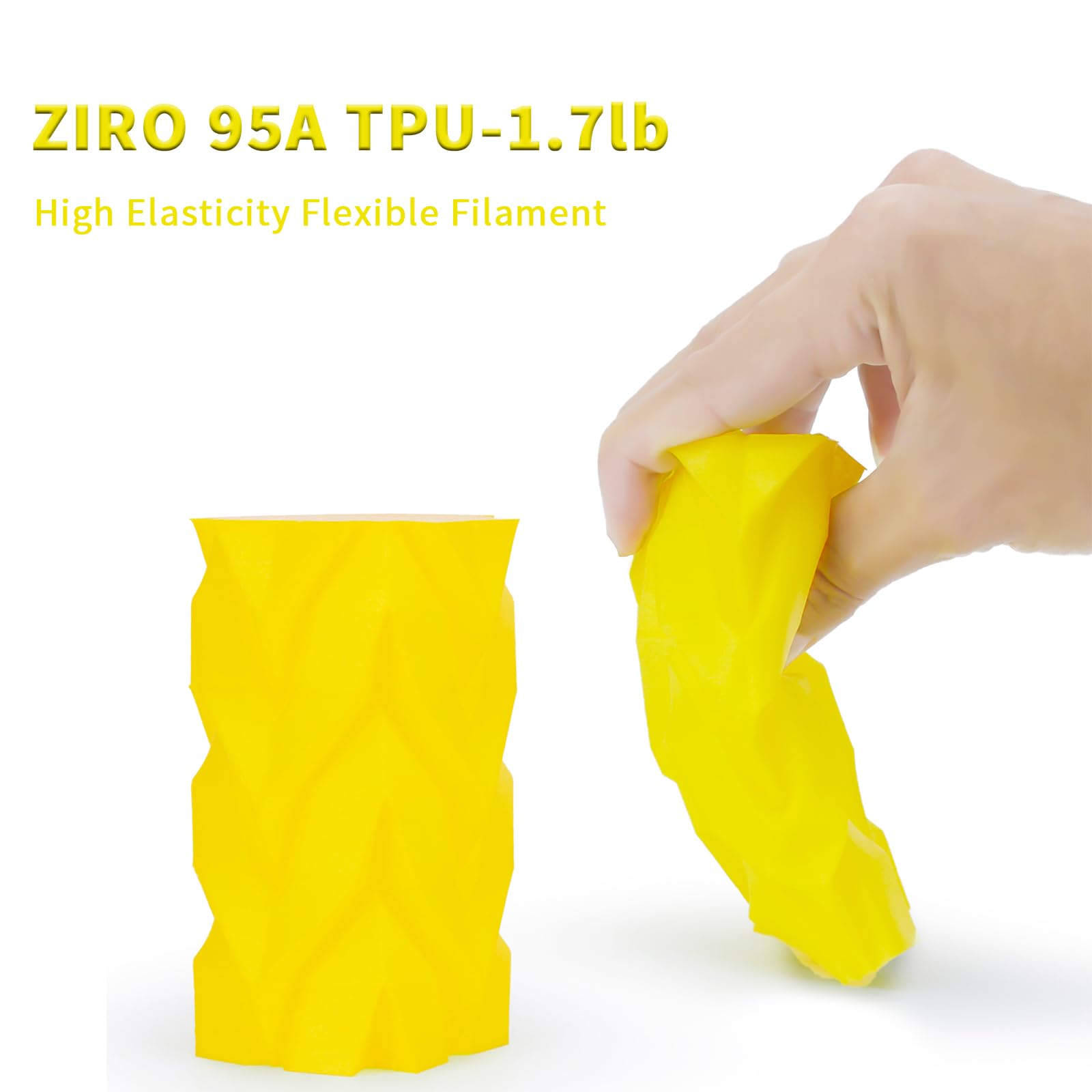ZIRO TPU Filament 1.75mm 3D Printer Filament, Shore 95A Hardness TPU, Flexible Soft Material, 0.8KG/1.8lbs Spool, Fit Most FDM 3D Printers, Black
