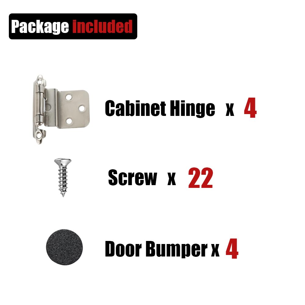 JQK 3/8 Inch Inset Cabinet Door Hinges Oil Rubbed Bronze, 4 Pack 2 Pairs Flush Face Mount Cupboard Self-Closing Kitchen Cabinet Hardware Hinges with Door Bumper, CH201-ORB-P4