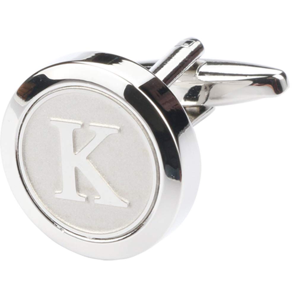 Mens Classic Stainless Steel Initial Cufflinks 26 Alphabet Initial Letter Cufflinks Business Wedding Shirts A-Z