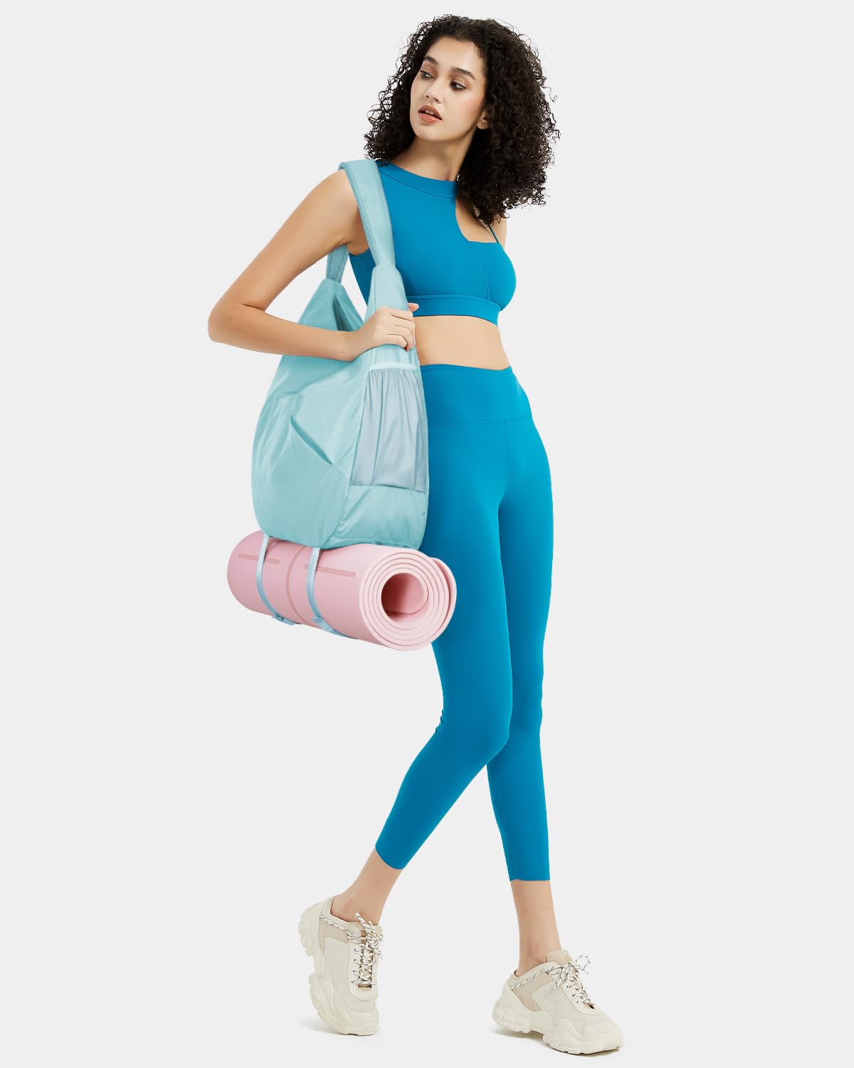 Ceneda Large Gym Bag for Women with Hidden Yoga Mat Holder & Shoe Compartment & Wet Pocket, Sports Duffle Bag for Travel