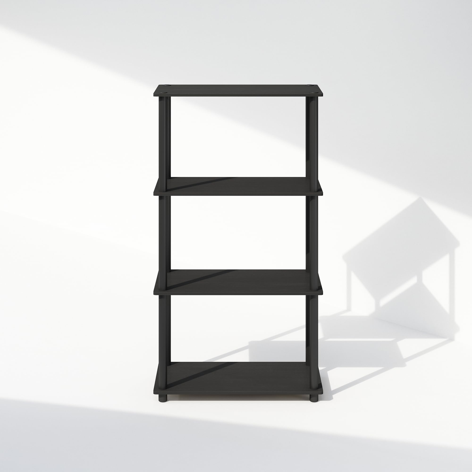 Furinno Turn-N-Tube Book Shelf, 4-Tier Bookshelf, Bookcase with Multipurpose Compact Display Rack, 11.6 x 23.6 x 43.2, for Living Room, Bedroom, Home Office, Americano/Black
