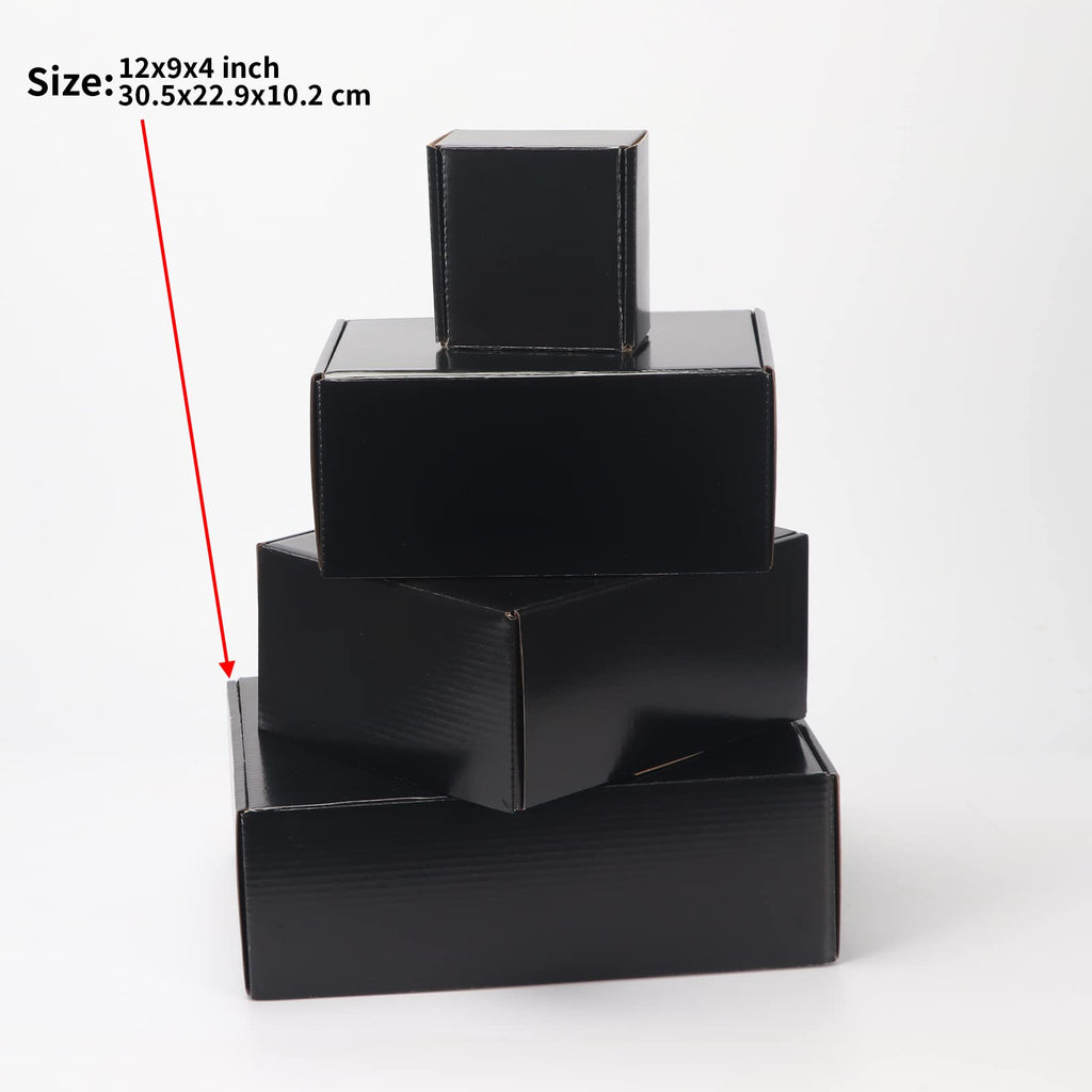 EXYGLO 40 Pack 6x4x3 Shipping Boxes, Black Corrugated Cardboard Boxes for Packaging Small Business, Moving, Shipping, Mailing, and Storing