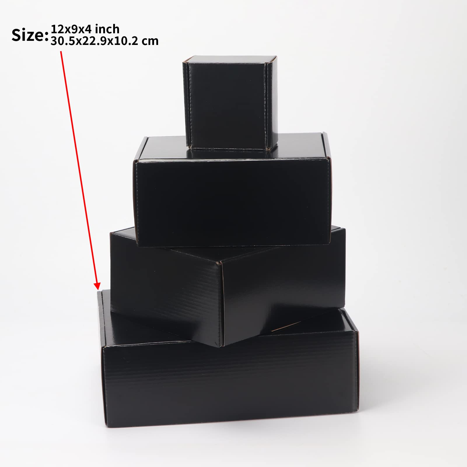 EXYGLO 40 Pack 6x4x3 Shipping Boxes, Black Corrugated Cardboard Boxes for Packaging Small Business, Moving, Shipping, Mailing, and Storing
