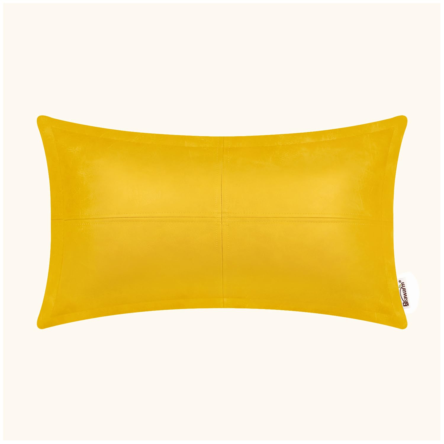 BRAWARM Faux Leather Throw Pillow Covers 16 X 16 Inches, Black Leather Pillow Cover, Hand Stitched Leather Decorative Pillow Cover for Couch Sofa Bed Living Room Home Garden