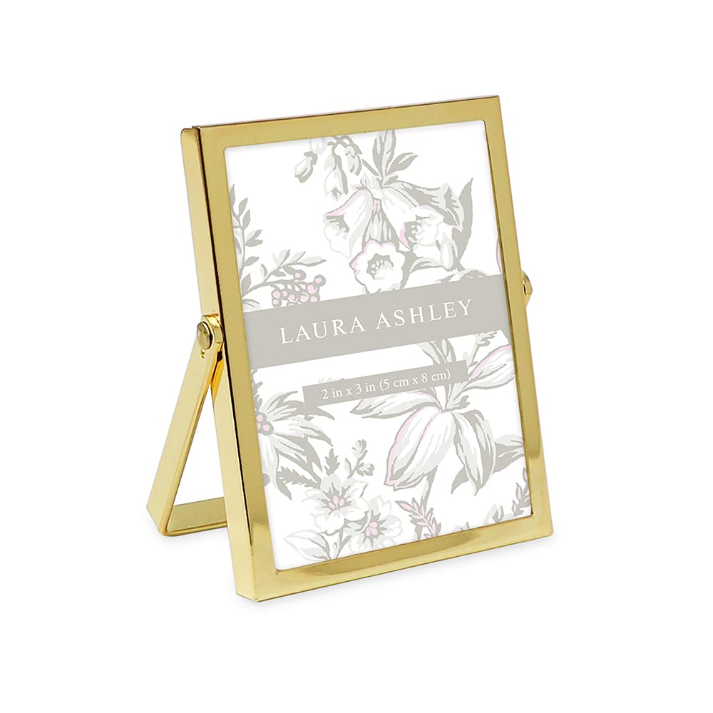 Laura Ashley 2x3 Rose Gold Flat Metal Picture Frame (Vertical) with Pull-Out Easel Stand, Made for Tabletop, Counterspace, Shelf and Desk (2x3, Rose Gold)