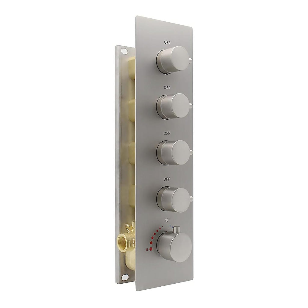 HOMEDEC 2 Way Shower Diverter Valve Brass Dual Functions Thermostatic Shower Mixing Valve Kit 3 Handle Flow Control Valve, 3/4 Inch Inlet, Can Use All Options At a Time, Matte Black