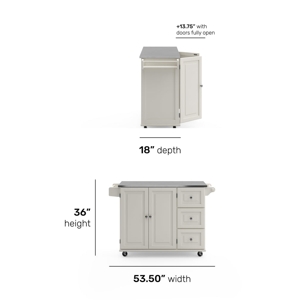 Homestyles Mobile Kitchen Island Cart with Stainless Steel Top, Blue