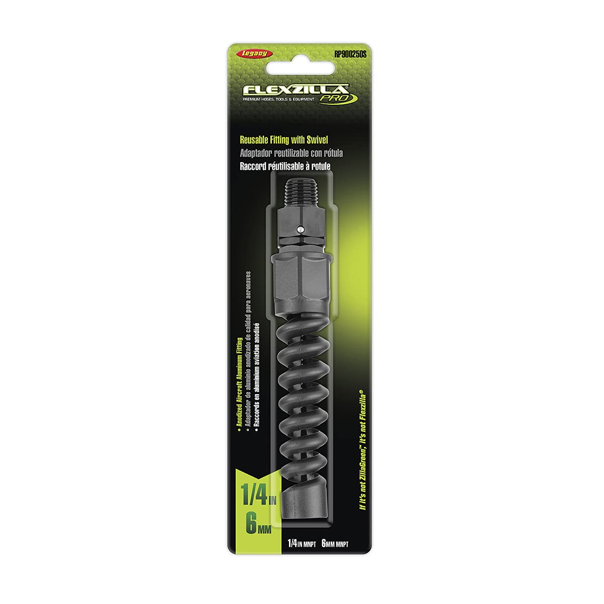 Flexzilla Pro Air Hose Reusable Fitting with Swivel, 1/2 in. - RP900500S