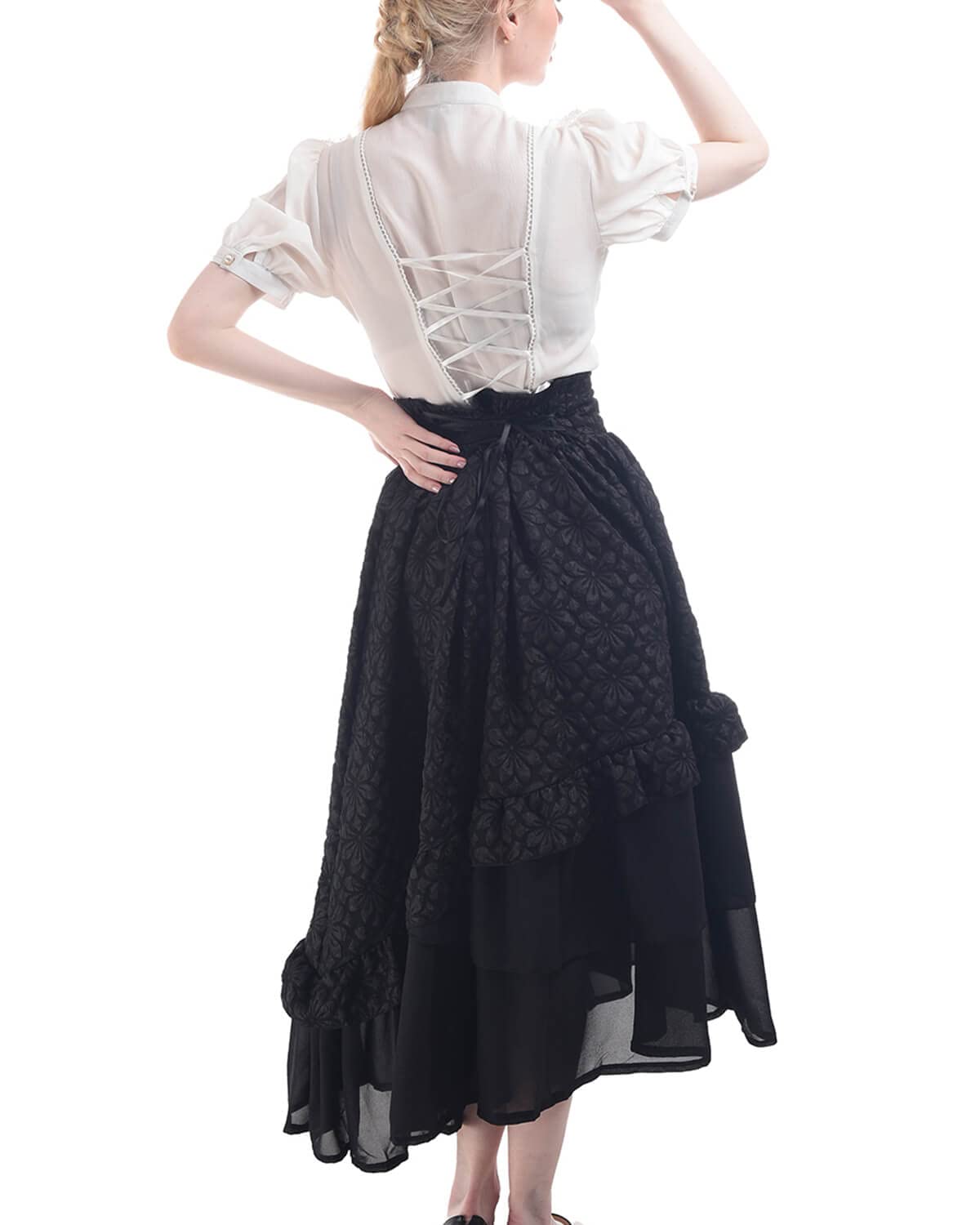 Nuoqi Victorian Blouse Womens Gothic Shirt Vintage Long Sleeve Lotus Ruffle Tops