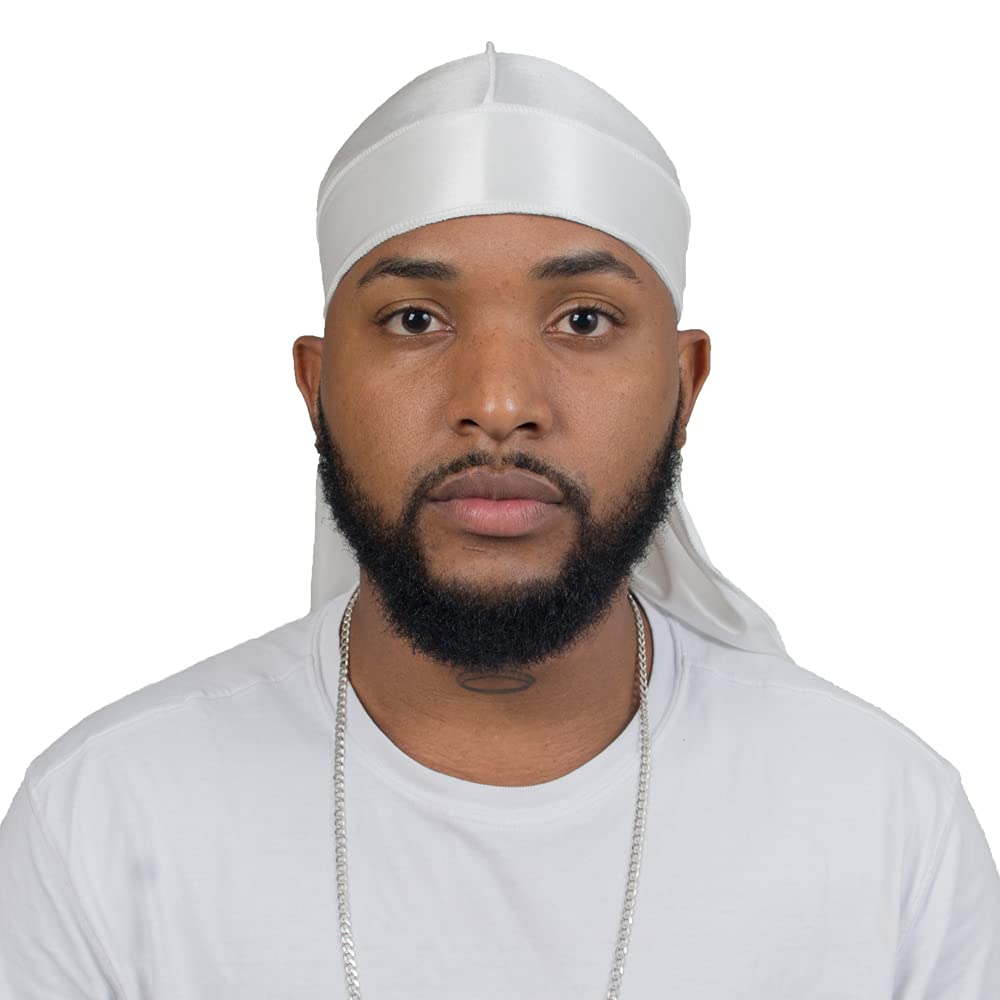 4PCS Silky Durags for Men Women 360 Waves with 1 Wave Cap, Silky Satin Durag Extra Long Tails