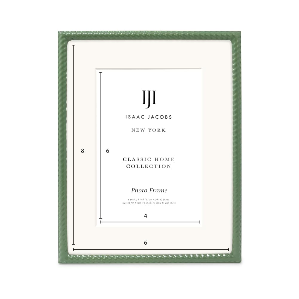Isaac Jacobs 6x8 (Matted 4x6) Black Metal Rope Border Picture Frame, Horizontal & Vertical for Tabletop and Wall Display, Home Decor, Metal Frame (6x8 (Matted 4x6), Black)