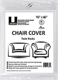Uboxes (72x46) Chair Covers 2 MIL Heavy Duty Polyethylene to Protect Items from Dust Dirt and Spills, Clear, Set of 2