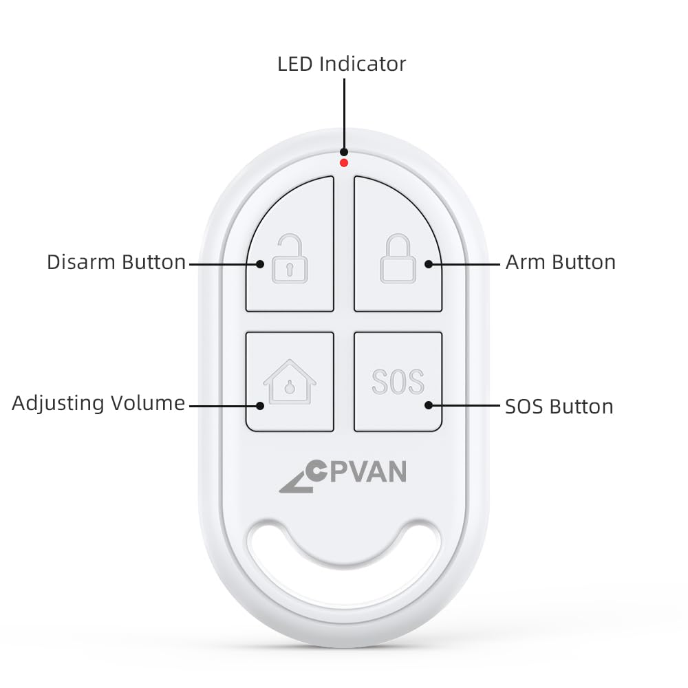 CPVAN WiFi Motion Sensor Alarm, 125dB Smart PIR Motion Detector with Phone App Alerts, Wireless Indoor Home Security Alarm System with Remote, 2.4GHz WiFi, Black