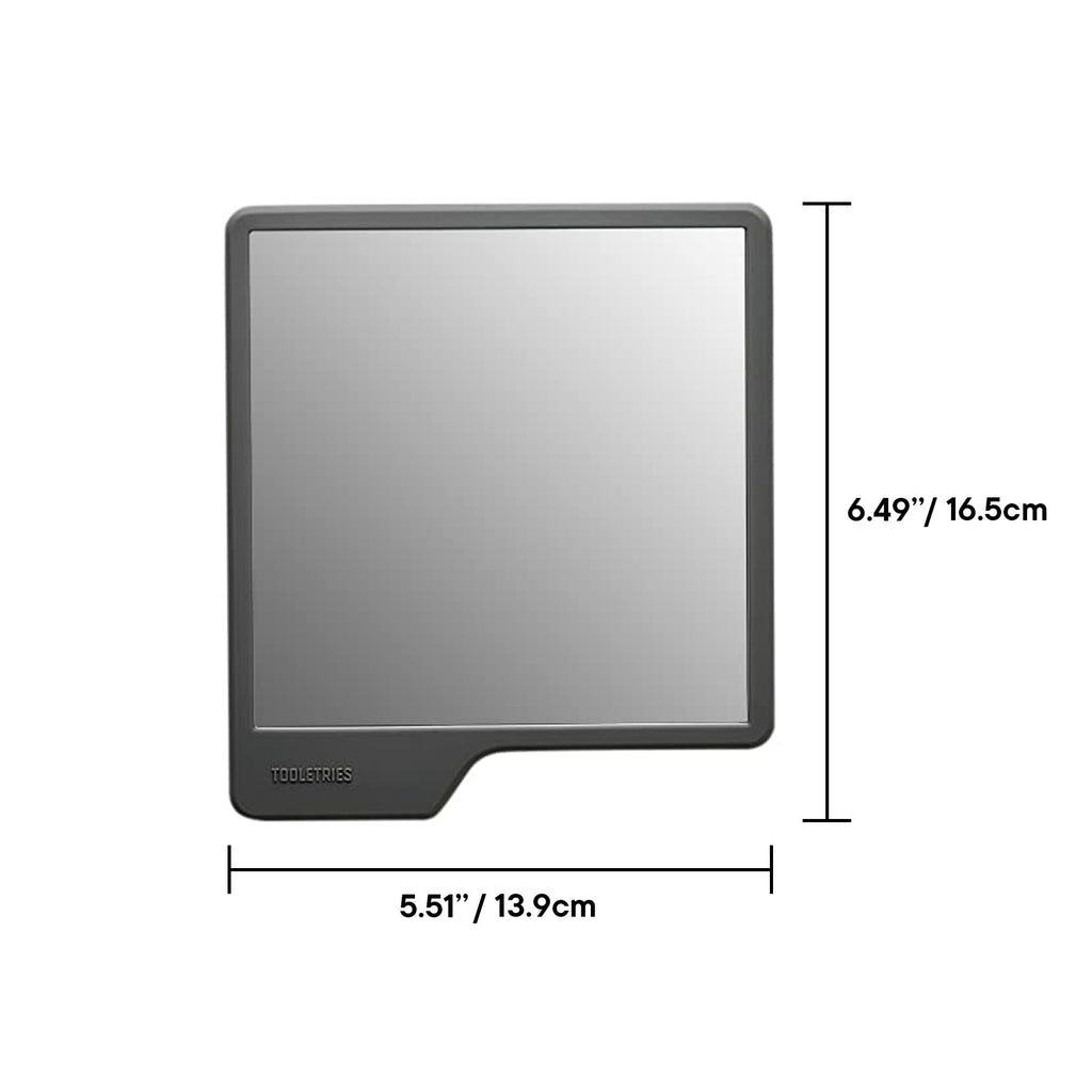 TOOLETRIES Oliver Premium Shower Mirror for Shaving, Fog-Resistant Bathroom Grooming Mirror, Clear View, Shatterproof, 100% Silicone, Easy Install, No Suction Cups, Removable & Reusable - Charcoal