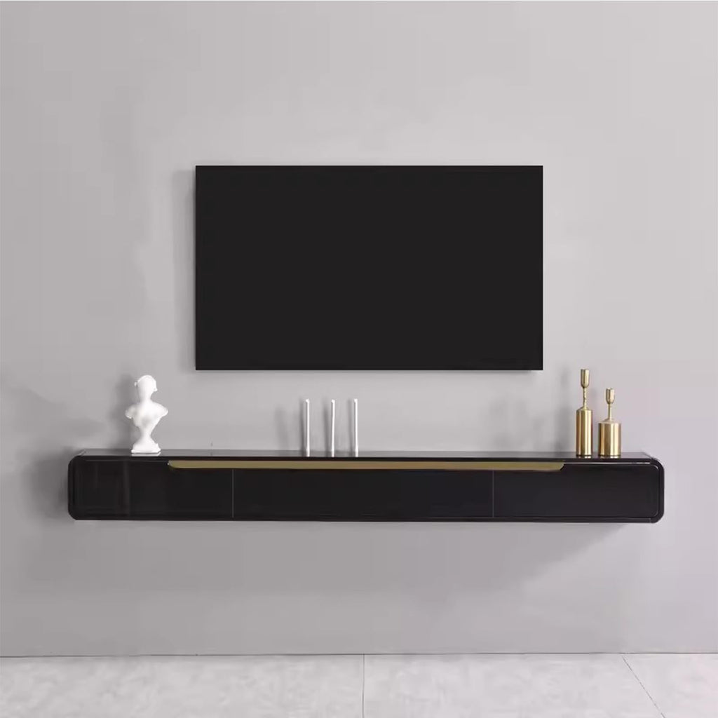 FPIGSHS Wall Mounted Media Console with 2 Drawers Solid Wood Floating TV Stand Hanging TV Shelf Entertainment Center TV Cabinet, for Home Office (A, 120cm/47.2in)